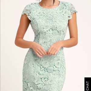 Lulu’s Modern Romance dress in sage green